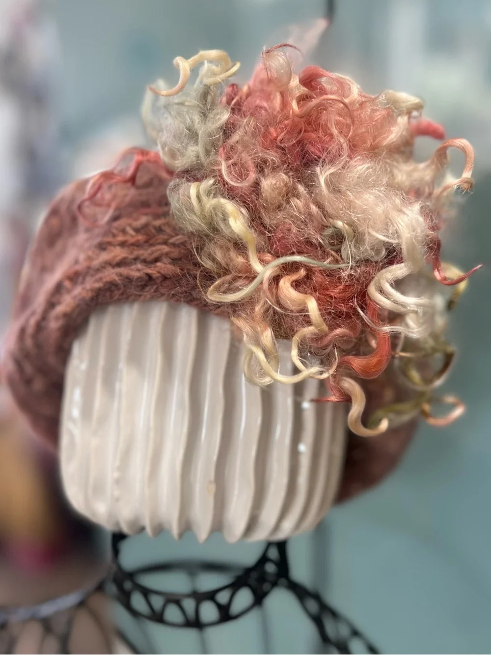 Artisan Hand-Spun Wool/Alpaca 3-Pc Set - Slouchy Beret, Scarf & Brooch